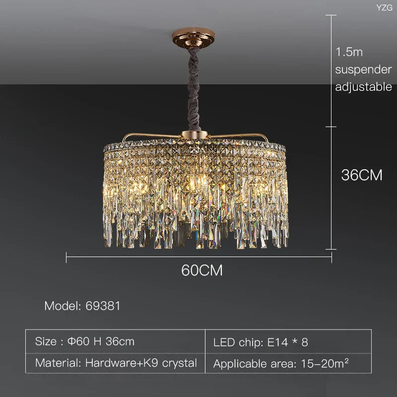 Luxury Crystal Chandelier for Living Room, Bedroom, and Restaurant
