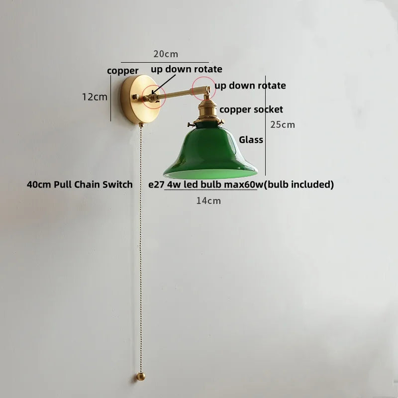 Clear Glass LED Wall Lights with Pull Chain Switch.