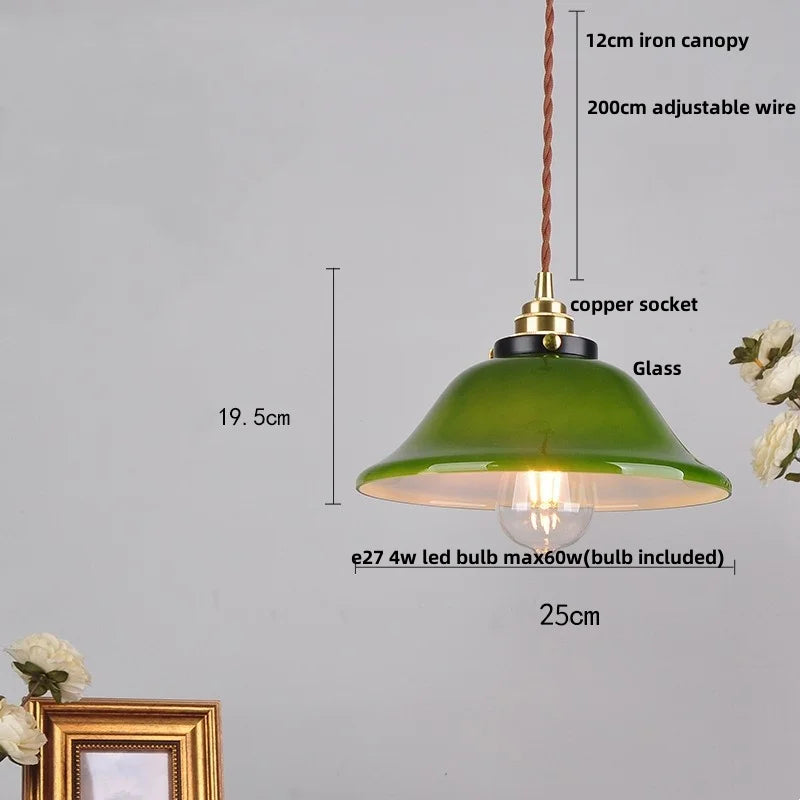 Green Glass Adjustable LED Pendant Lights for Modern Nordic Home Decor