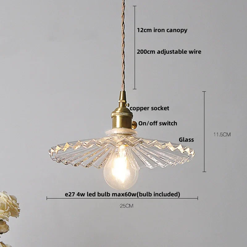 Afralia™ Clear Glass LED Pendant Lamp for Dining Coffee Restaurantr Aisle - Modern Nordic Design