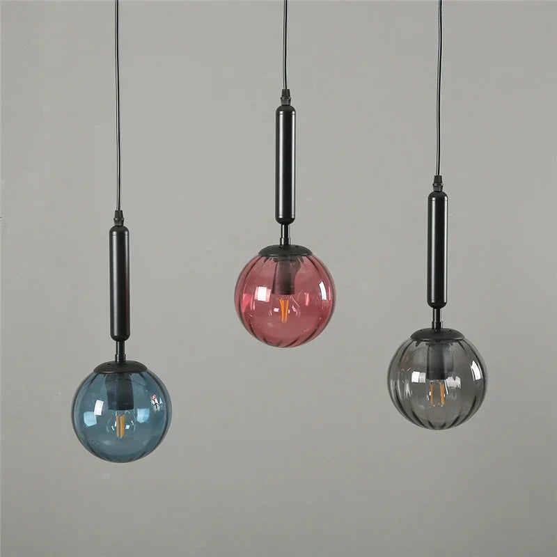 Glass Ball Pendant Lamp LED Hanging Light for Minimalist Living Room