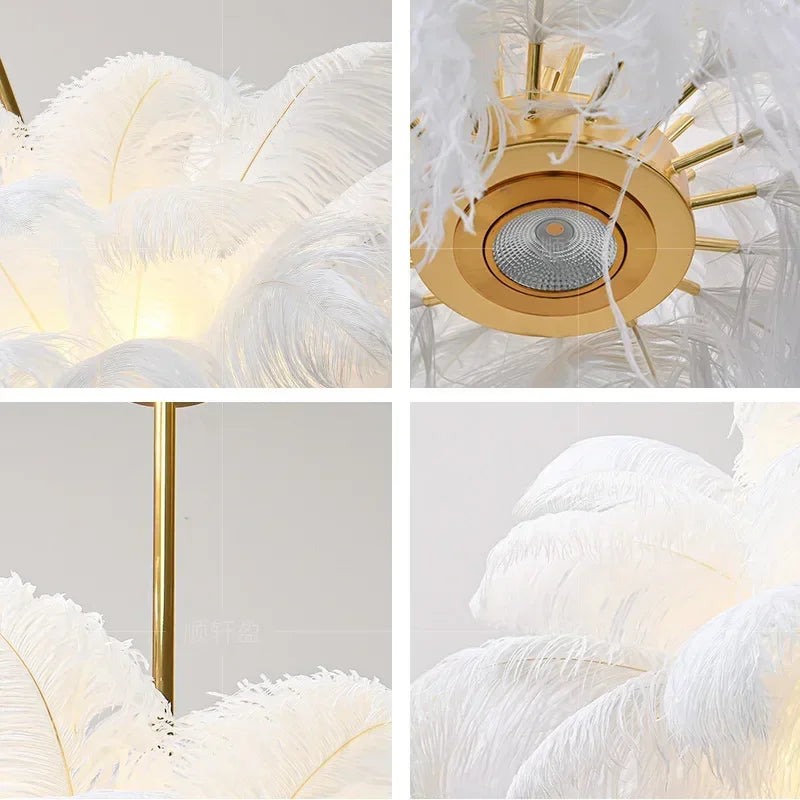 Feather Nordic Chandelier Ceiling Light - Home Decor for Living Room and Bedroom