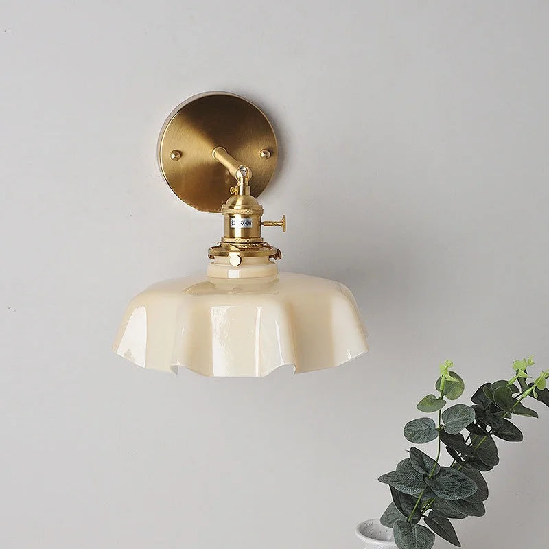 Yellow Glass LED Wall Light Fixture Modern Bedside Lamp Rotation Hallway Aisle