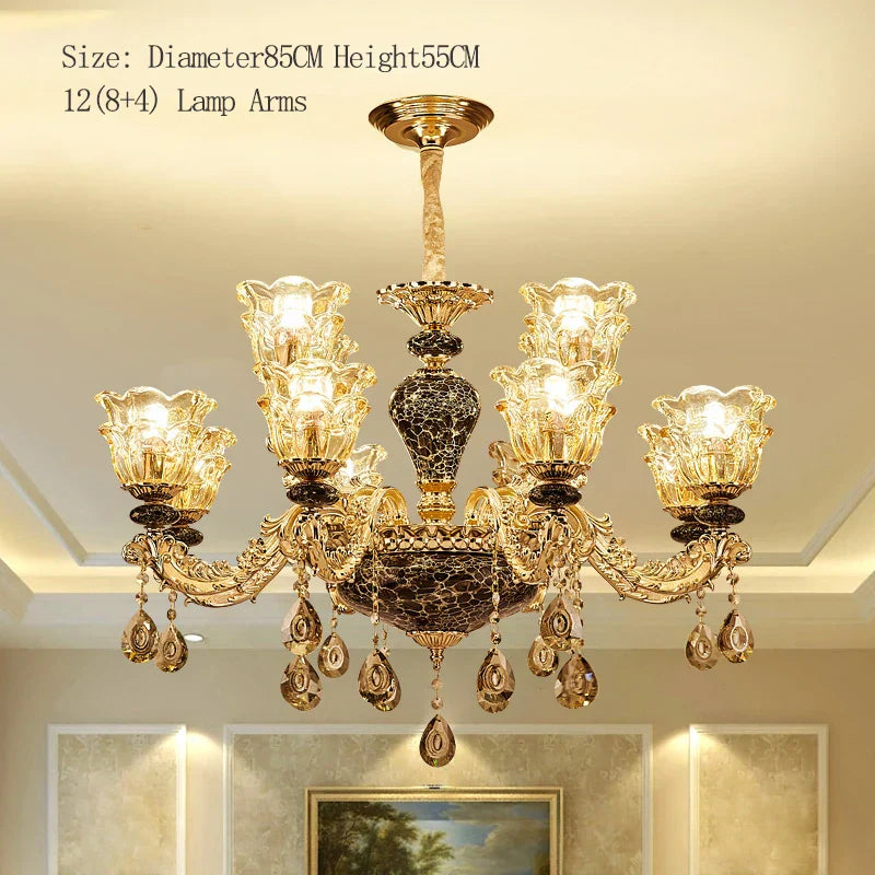 Luxury Crystals Chandelier Ceramic Crystal Lamp for Living Room Bedroom