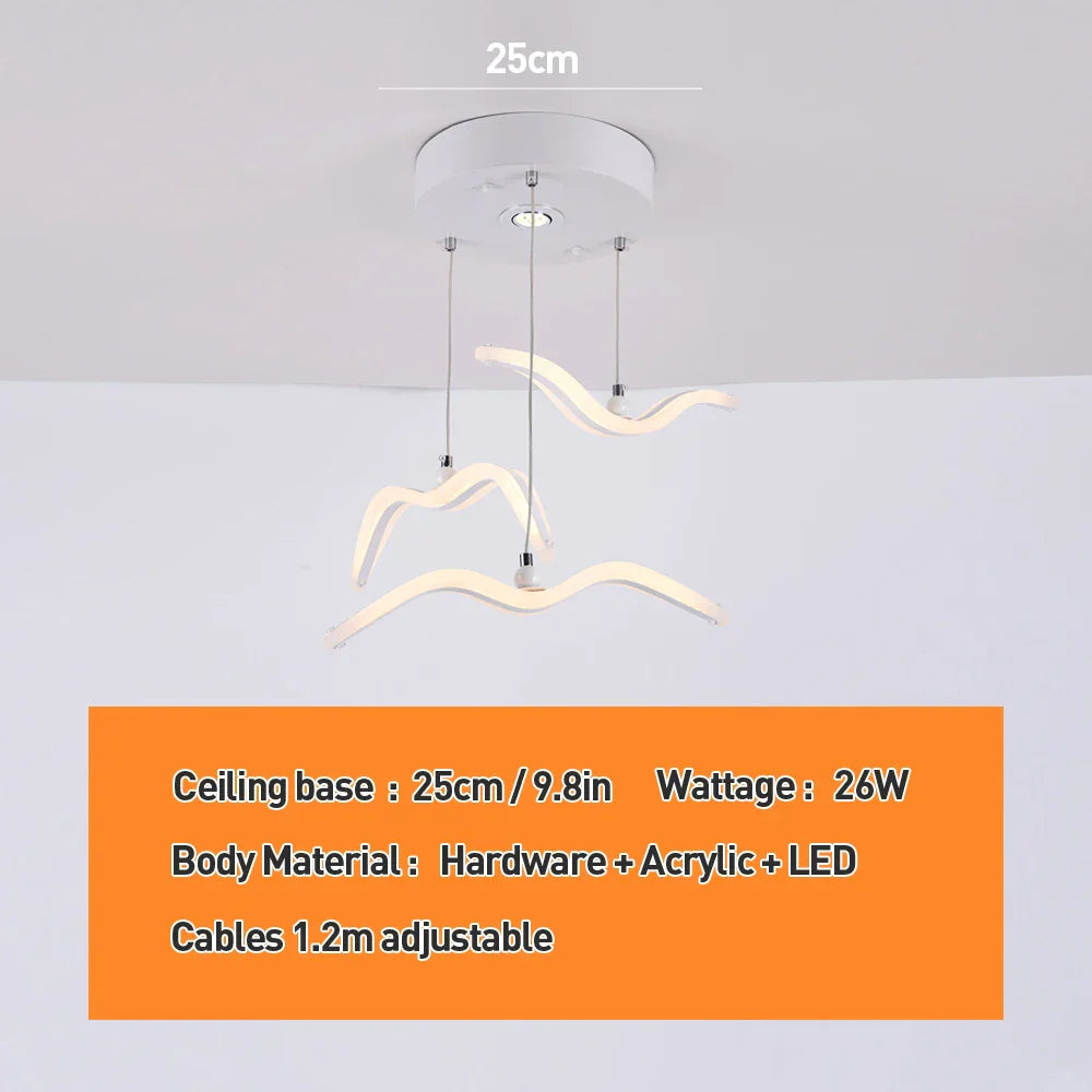 Seagull LED Pendant Light Modern Ceiling Lamp Nordic Chandelier Lumina