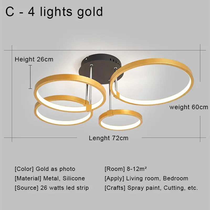 LED Ceiling Chandelier Remote Control Living Room Bedroom Kitchen Lamp White
