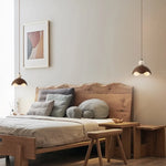 Iron Yellow Travertine LED Pendant Light for Bedside Dining Living Room