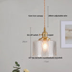 Afralia™ Stripe Glass LED Pendant Light Fixture, Japan Style, Coffee Bar, Hallway Decor