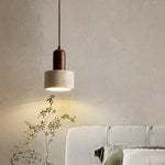 Wood Canopy LED Pendant Light - Nordic Modern Yellow Travertine Hanging Lamp