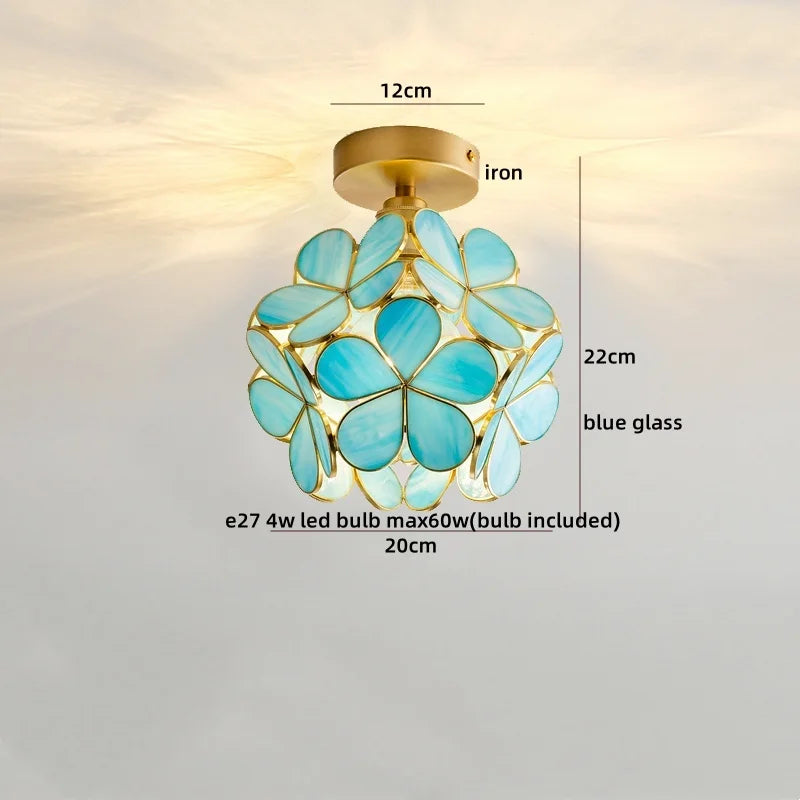Nordic Flower Ball LED Ceiling Lights Copper Glass Chandelier