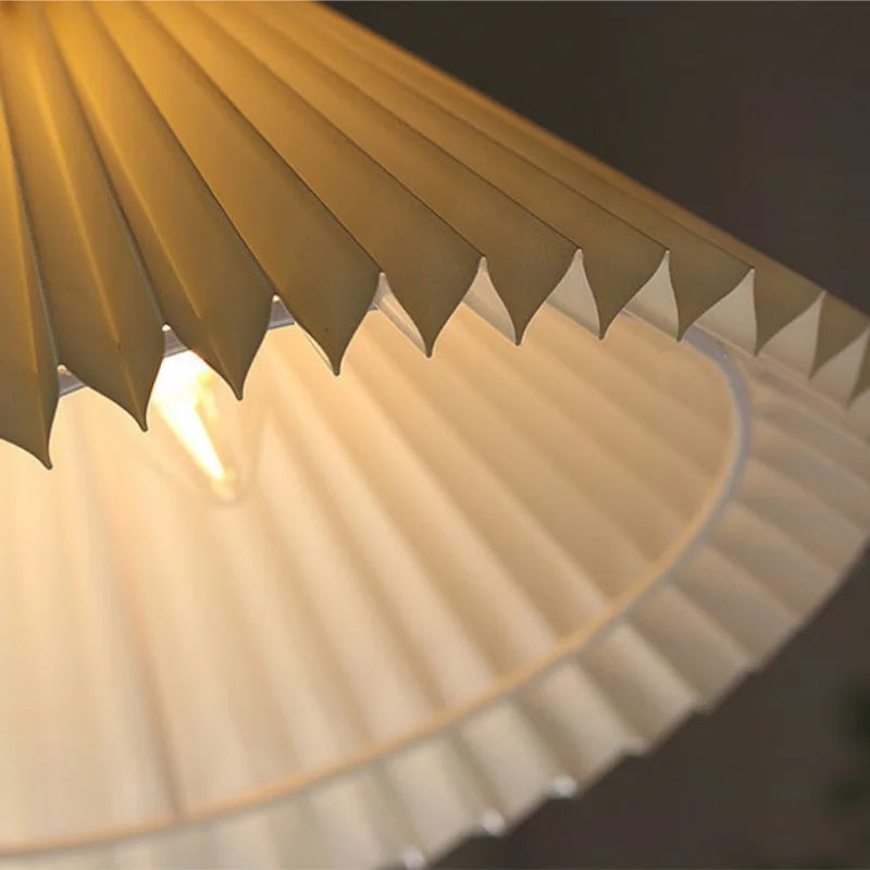Walnut Wood LED Pendant Lights Japan Style Hanging Lamp Bouffant Cloth