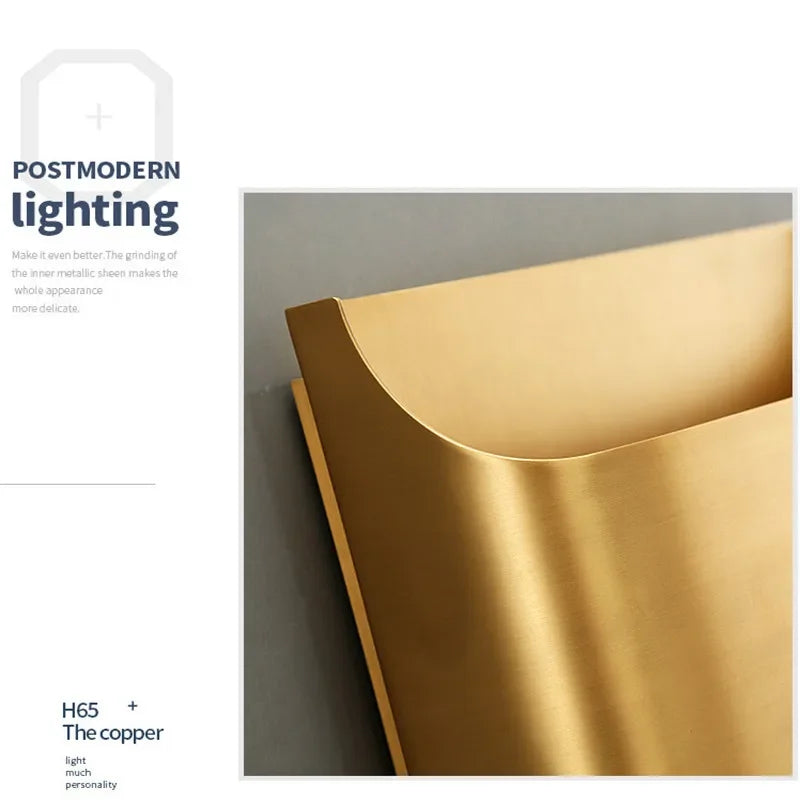Contemporary Copper Brass Wall Sconce Minimalist Design for Study Living Room Bedside