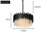 Oval LED Crystal Chandelier: Modern Black Pendant Light for Living Room, Bedroom, Dining Room