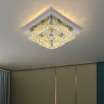 Crystal LED Ceiling Light: Modern Square K9 Chandeliers, Dimmable Stainless Steel Fixture.