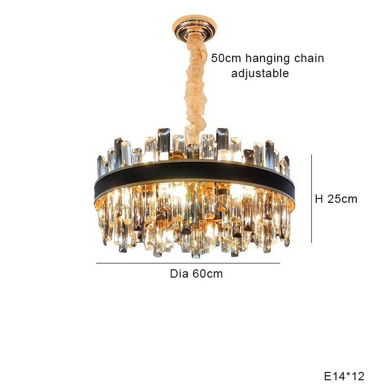 Classic Gray Crystal Chandeliers with LED Lighting for Dining Table