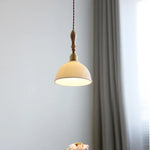 LED Pendant Light Ash Wood White Ceramic Japanese Style Hanging Lamp