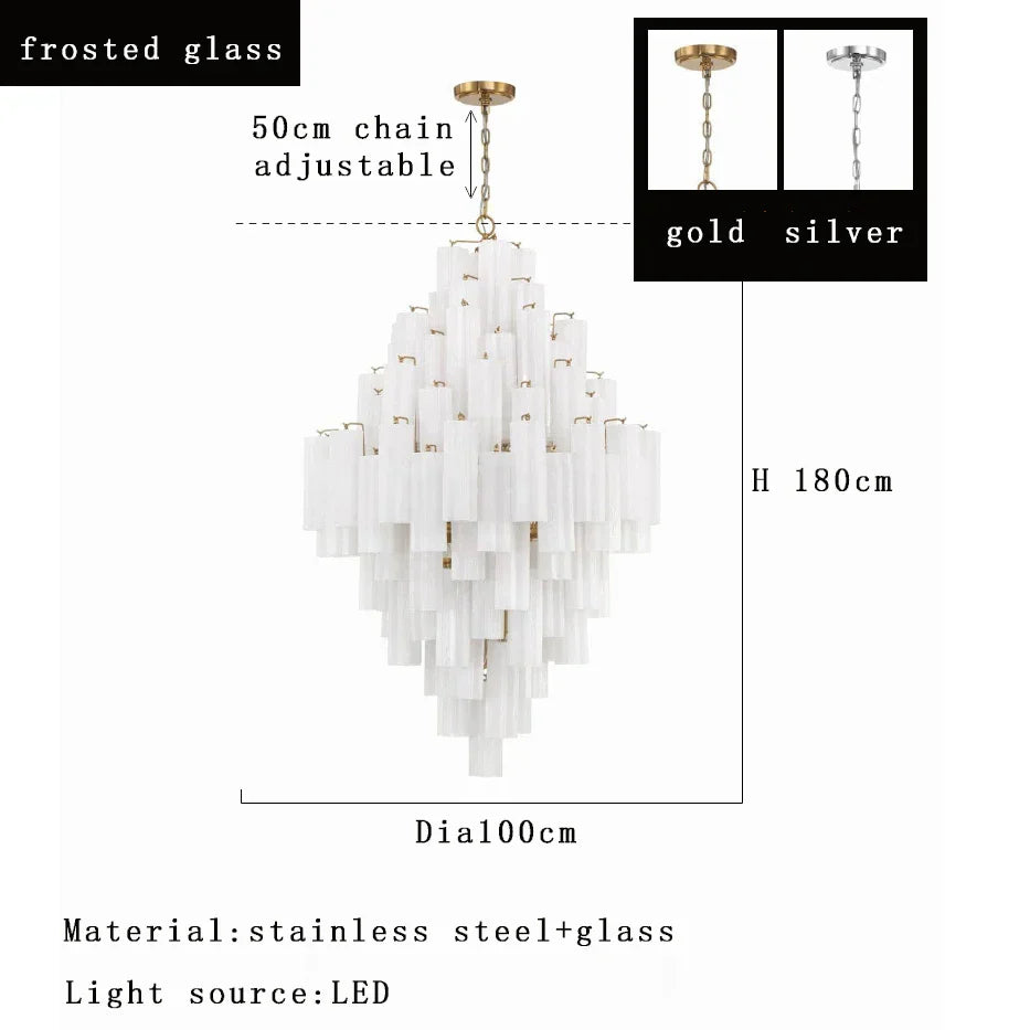 Classic Gray Glass Large Pendant Light - Vintage Lobby Hanglamp Lamparas