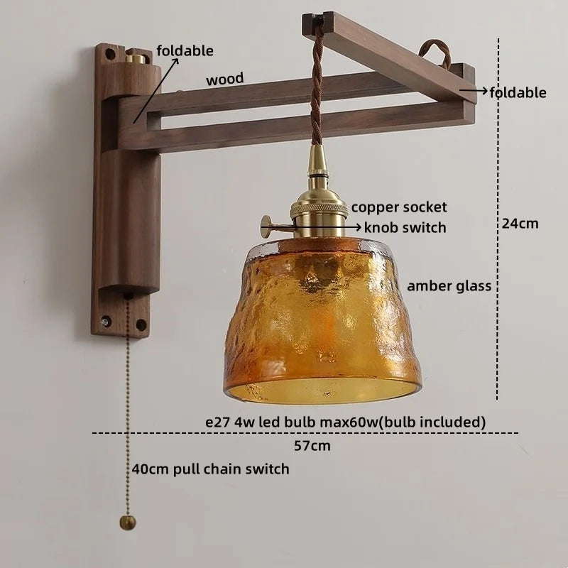 Wood Copper LED Wall Lamps Modern Bathroom Mirror Light Fixtures