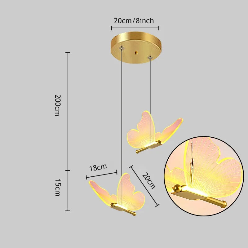 Butterfly LED Chandelier for Duplex Villa Living Room Romantic Wedding Decor