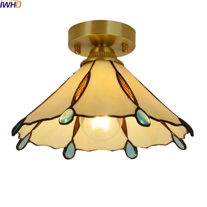 Glass Copper LED Ceiling Light - Nordic Home Lighting Fixture