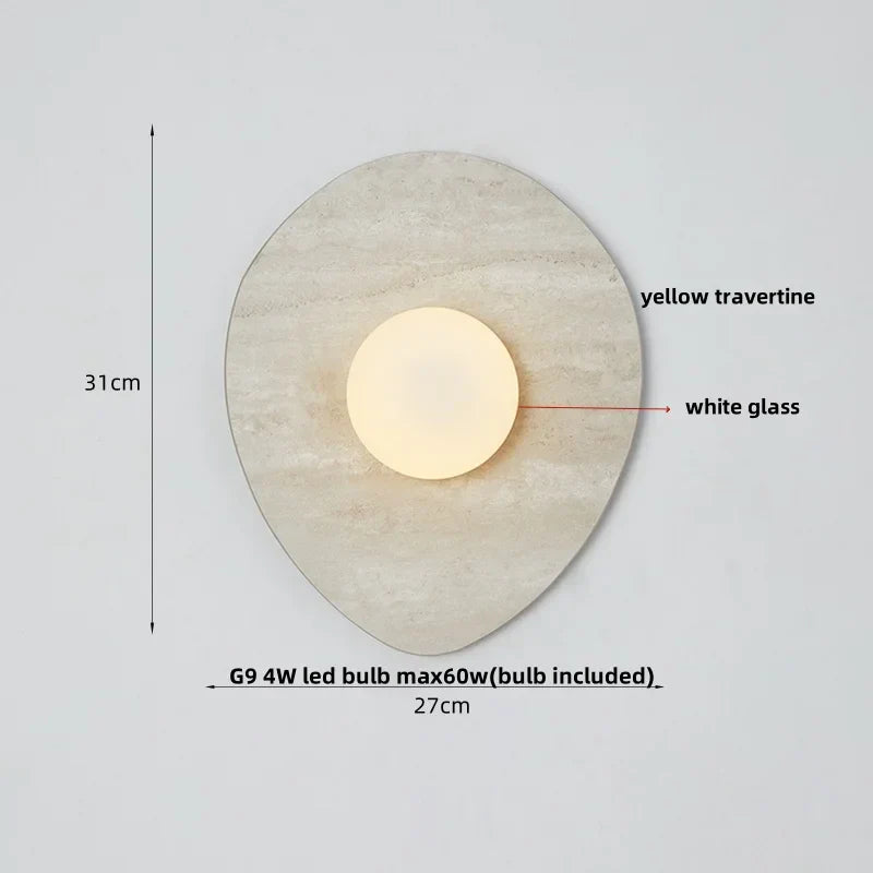White Glass LED Wall Sconce | Modern Bulgari Luxury Stone Vanity Light