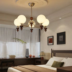 Afralia™ Wood Chandelier Wabi Sabi Pendant Lights Living Room LED Luminarias