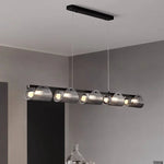Smoky Gray Glass Chandelier LED Pendant Light for Luxe Dining Room