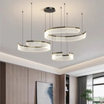 Modern Acrylic LED Semicircle Pendant Light Chandelier for Living Room and Bedroom