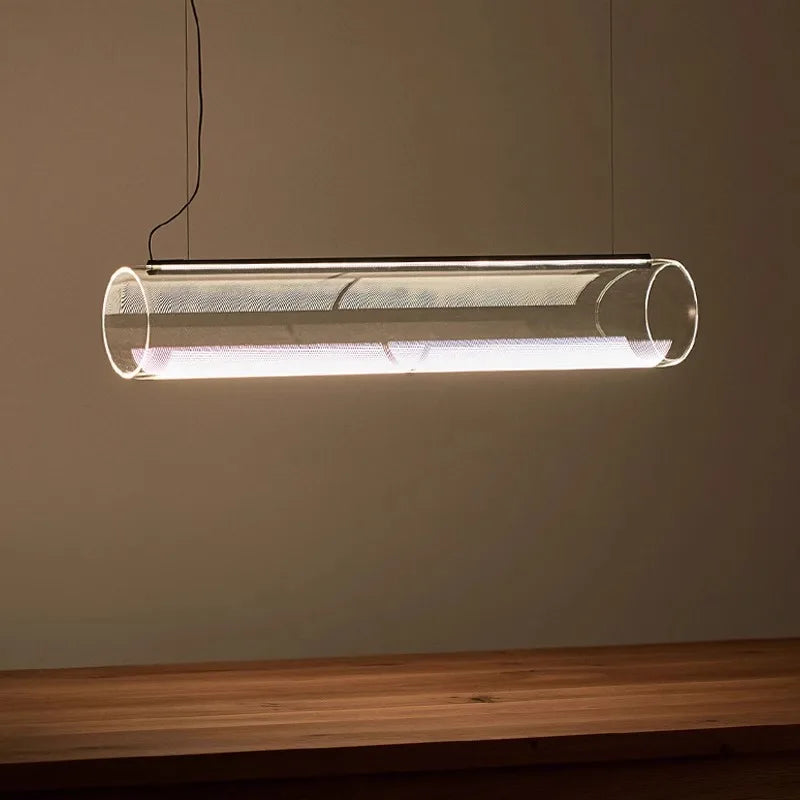 Clear Glass Cylinder Chandelier - Modern Decorative Indoor Suspension Lamp