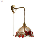 Afralia Tiffany Butterfly Glass Wall Lamp with Adjustable LED Light