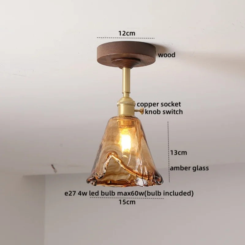 Yellow Glass LED Ceiling Lamp - Modern Nordic Style Lighting Fixtures