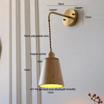 Wood LED Wall Lamp with Copper Socket & Pull Chain Switch - Adjustable Staircase Light