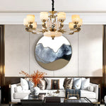 Luxury Chinese Style Copper Jade Living Room Chandelier