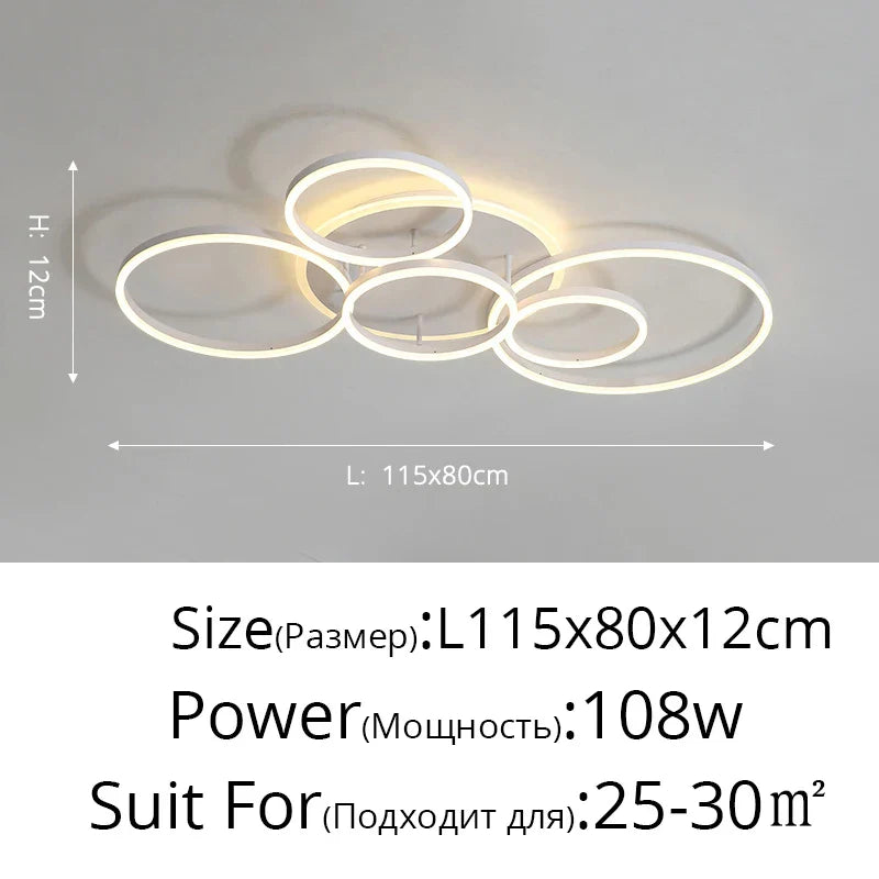 White Gold LED Chandelier for Living Room Study Parlor, Modern Indoor Lighting