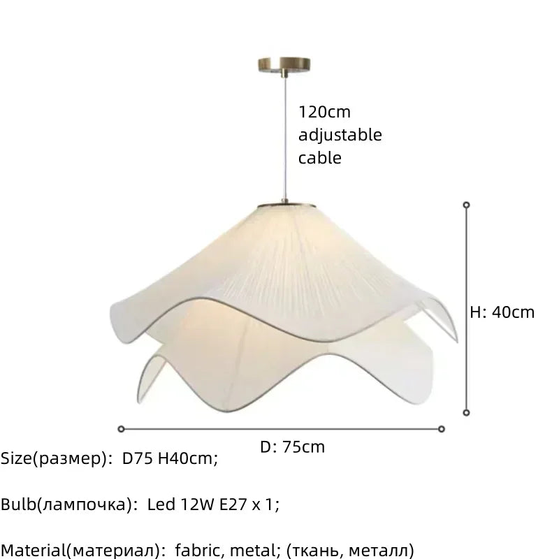 Afralia Fabric Petal Pendant Lights - Nordic Creamy Bar Suspension Lamp
