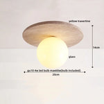 Yellow Travertine Stone LED Ceiling Light Fixture White Glass Ceiling Lamp