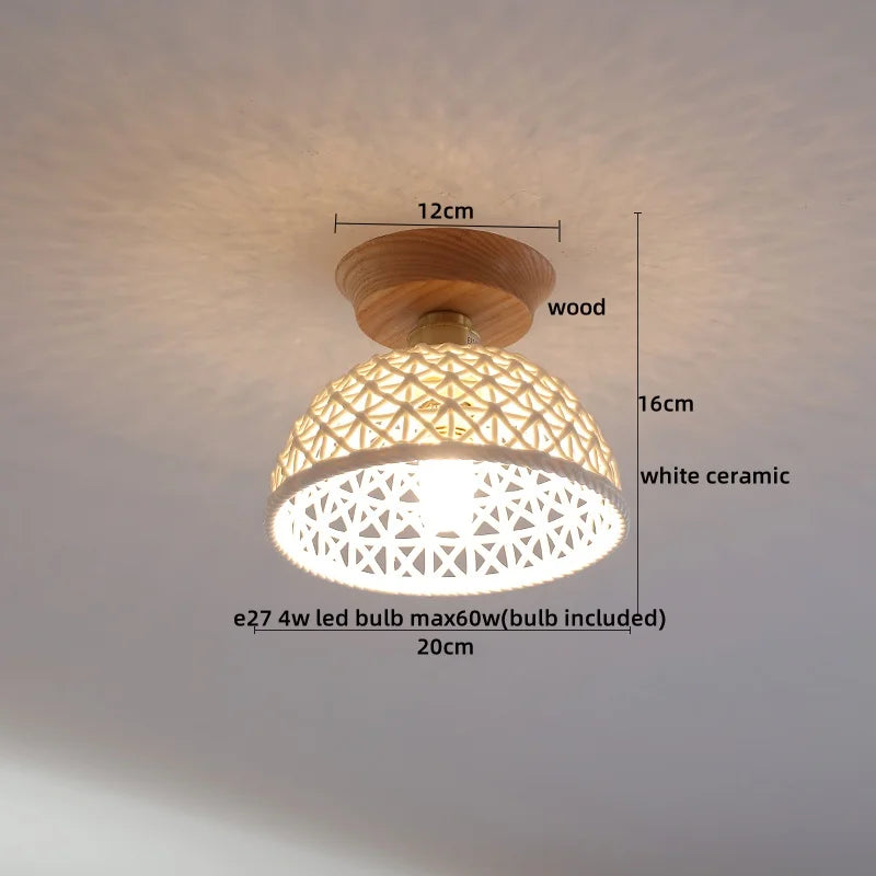Wood Glass LED Ceiling Lamp Modern Plafondlamp for Home Restaurant Living Room