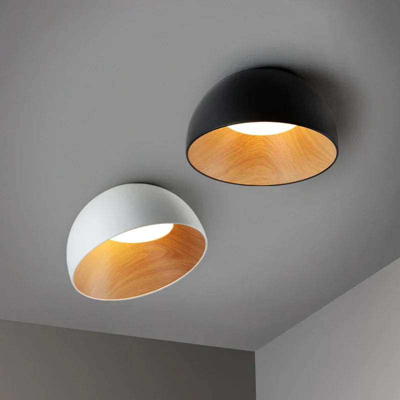 Wood Grain Bevel Ceiling Lamp for Corridor Bedroom Living Room