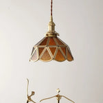 Amber Glass LED Pendant Light - Nordic Modern Copper Suspension Luminaire for Home