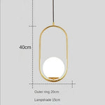 Gold Ring Glass Ball Pendant Light Fixture for Bedroom Living Room.