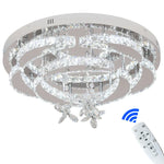 Crystal Raindrop Flowers Remote LED Chandelier Ceiling Light for Living Room