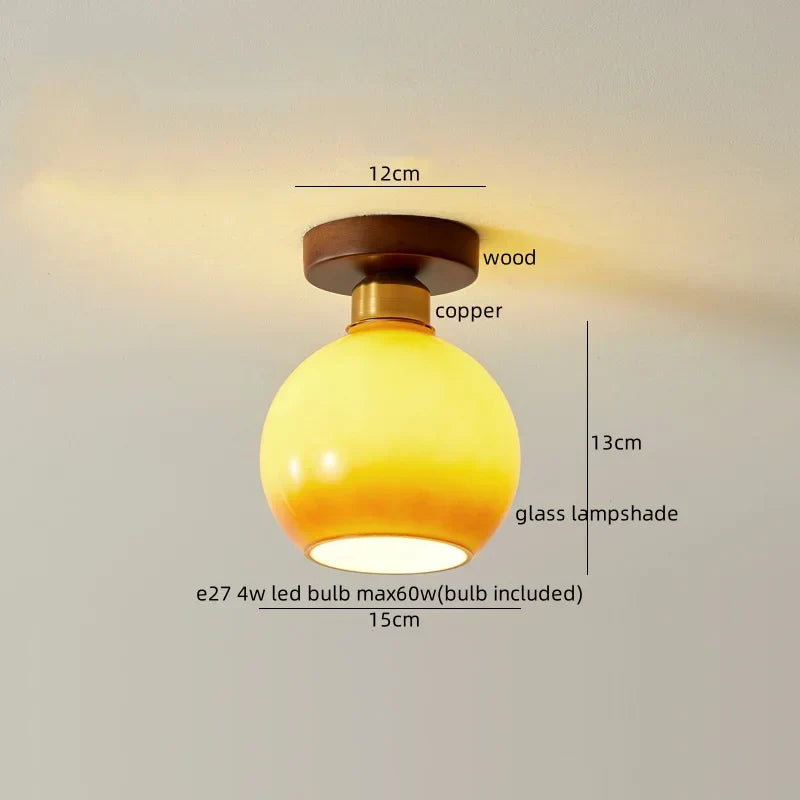 Walnut LED Ceiling Lamp Modern Indoor Lighting Fixture