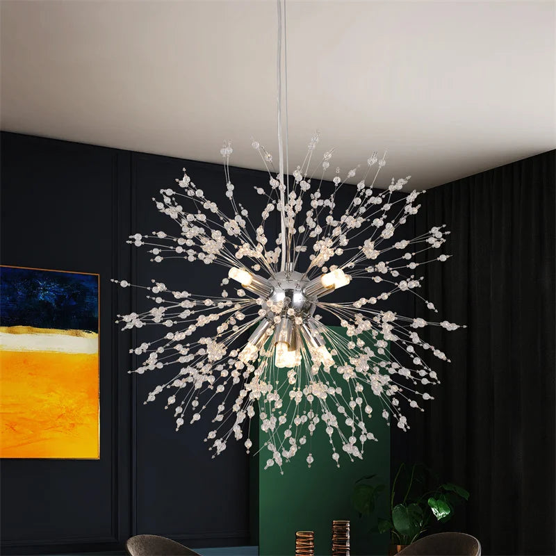 Dandelion Chandelier 8-Light Sputnik Pendant Light Gold/Silver Living Room Fixture