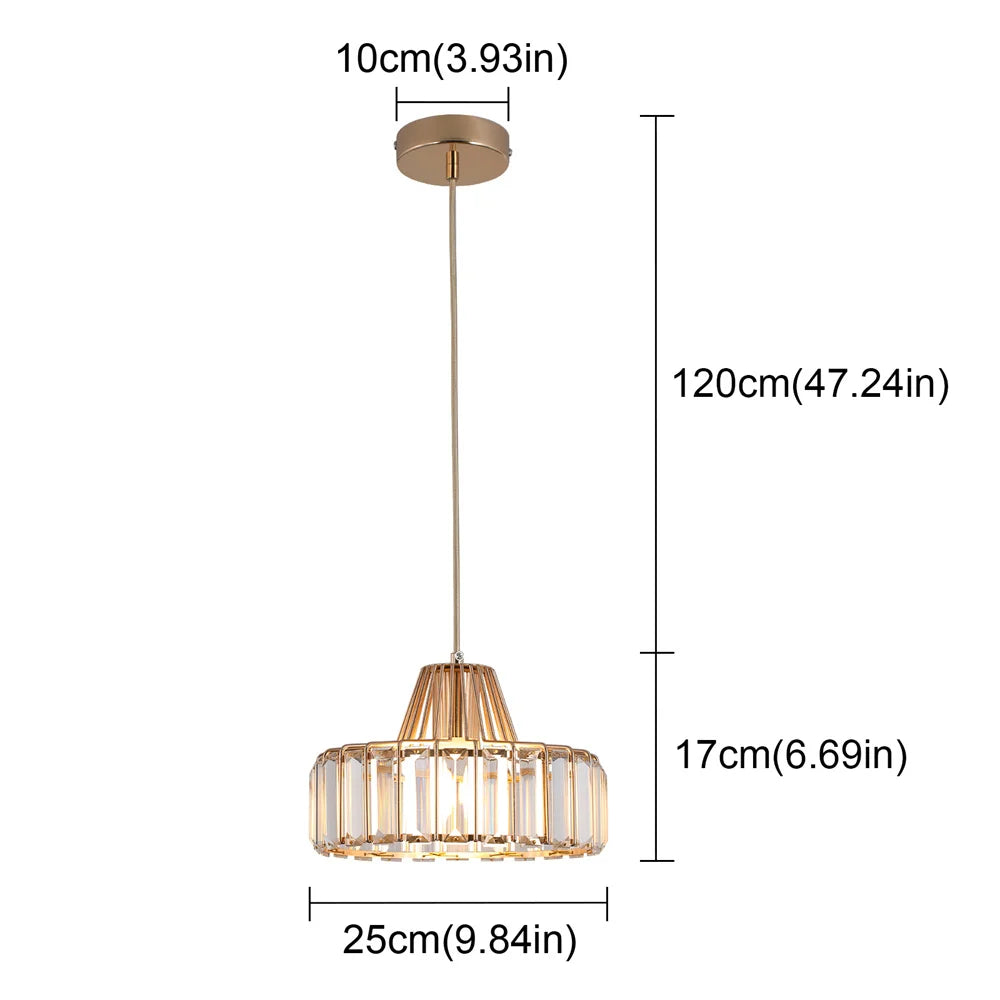 Mini Gold/Black Crystal Pendant Light: Modern Luxury Ceiling Hanging Lamp for Dining Room