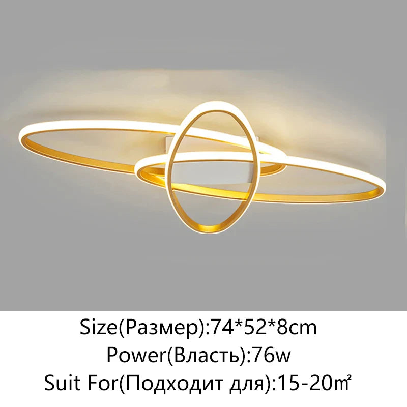 Oval Black LED Ceiling Light for Living Room, Bedroom, Kitchen, and Study