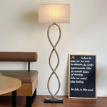 Hemp Rope Fabric Shade LED Floor Lamp for Nordic Retro Wabi Sabi Style