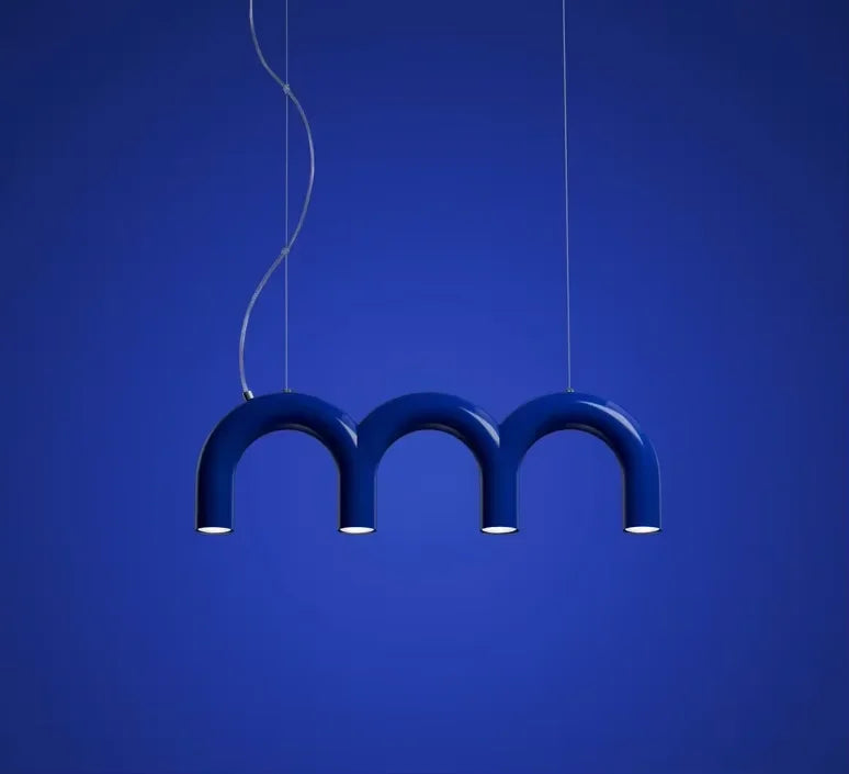 Blue Metal Arch Chandelier Pendant Light - Modern Design for Home Décor