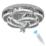 Crystal Raindrop Flowers Remote LED Chandelier Ceiling Light for Living Room