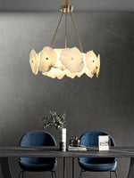 Ivory White Marble Copper LED Ceiling Light Luxury Modern Fixture