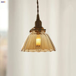 Amber Glass LED Pendant Light - Nordic Modern Balcony Foyer Coffee Wall Lamp